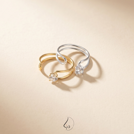 จิวจมูกไม่เจาะทรงโค้งเพชร เงินแท้ | Sterling Silver Curve CZ Nose Cuff