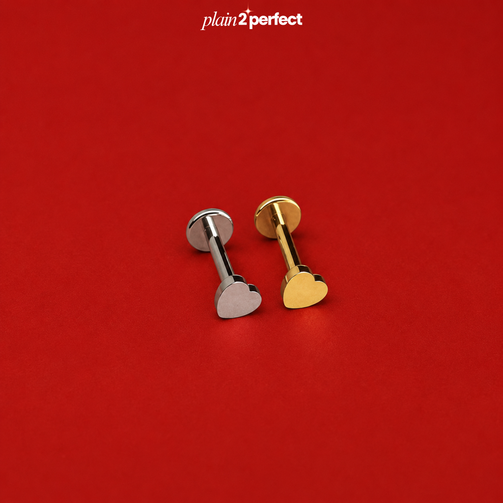 จิวหูหัวใจ Flat Back | Titanium Heart Stud
