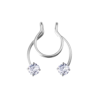 จิวจมูกแบบไม่ต้องเจาะ ทรงเกือกม้า หัวคริสตัล | Horseshoe Nose Cuff Crystal Detail