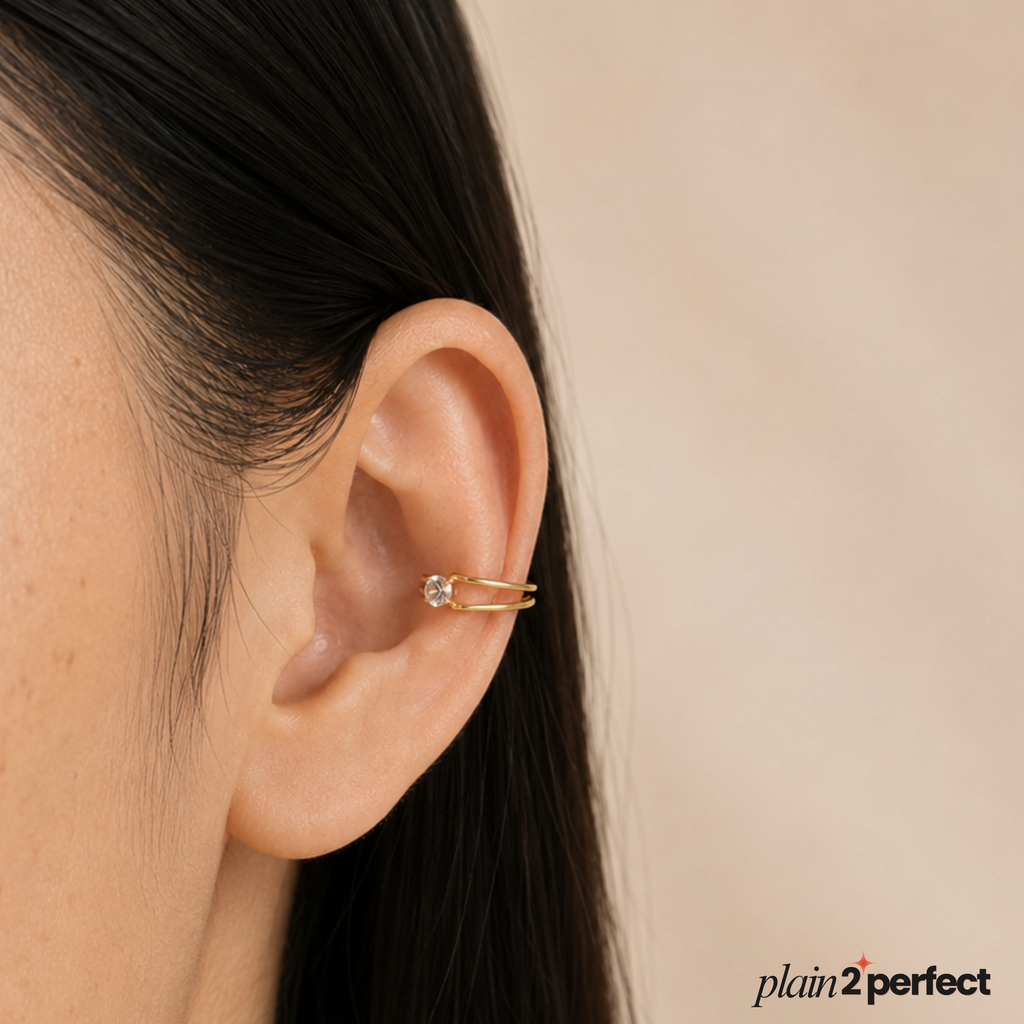 จิวจมูกไม่เจาะทรงโค้งเพชร เงินแท้ | Sterling Silver Curve CZ Nose Cuff
