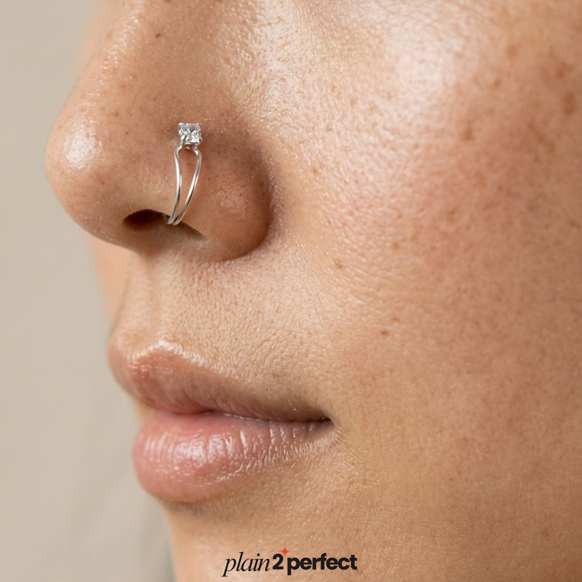 จิวจมูกไม่เจาะทรงโค้งเพชร เงินแท้ | Sterling Silver Curve CZ Nose Cuff