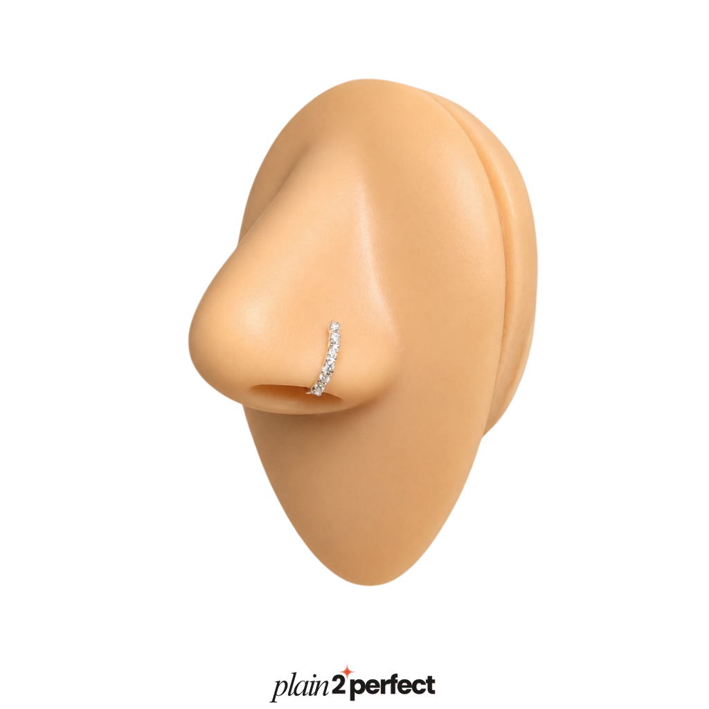 จิวห่วงเพชรเรียง เงินแท้ |  Sterling Silver Pavé Crystal Hoop Piercing