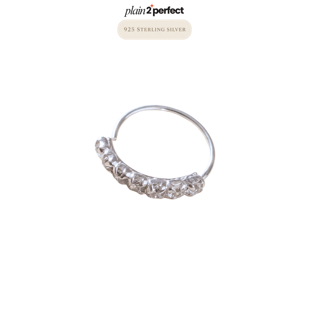 จิวห่วงเพชรเรียง เงินแท้ |  Sterling Silver Pavé Crystal Hoop Piercing
