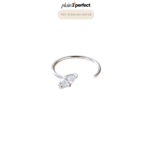 จิวจมูกห่วงทรงเพชรมาคีส์ เงินแท้| Sterling Silver Marquise Crystal Hoop Piercing