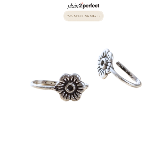 จิวจมูกไม่เจาะดอกเดซี่วินเทจ เงินแท้ | Sterling SilverOxidized Daisy Nose Cuff