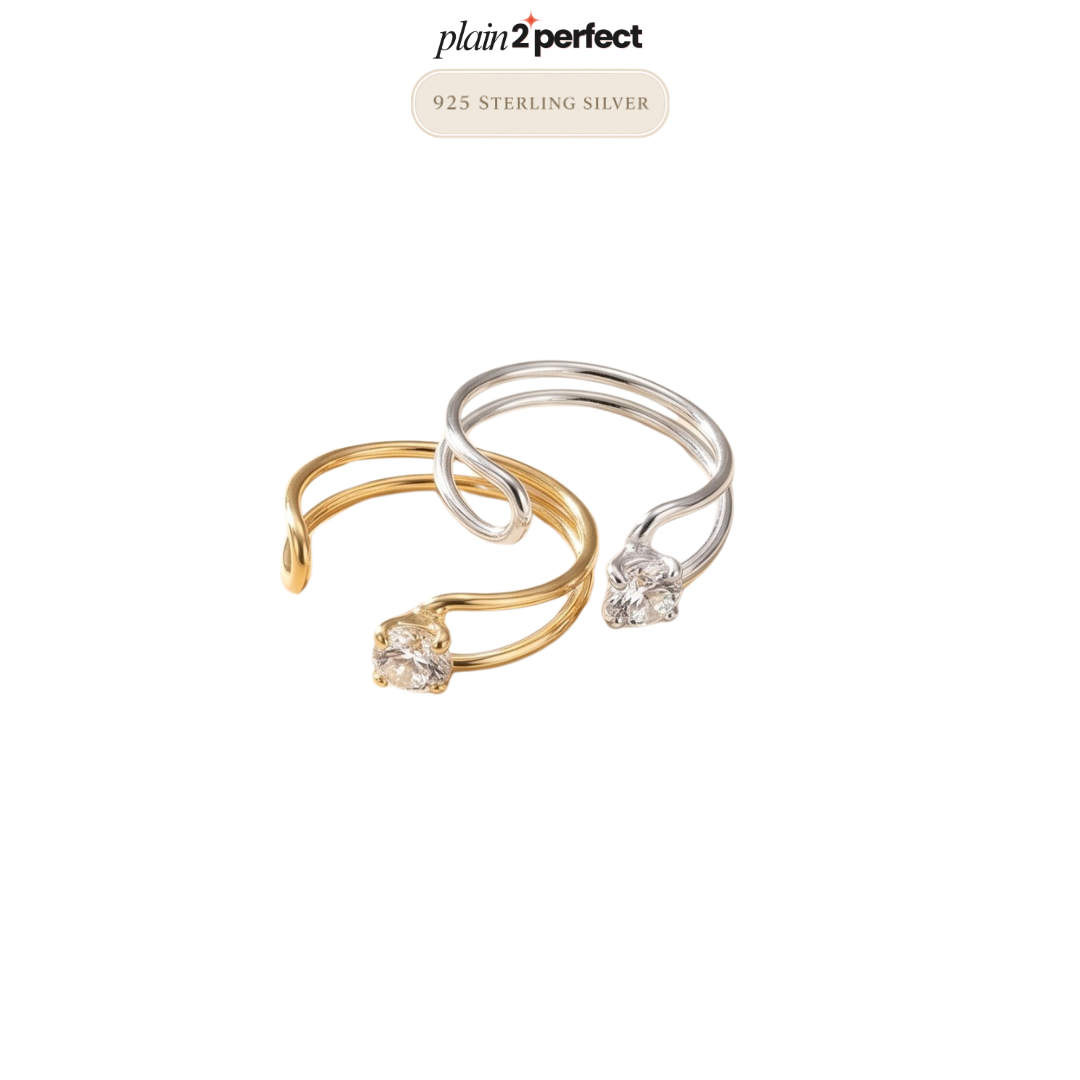 จิวจมูกไม่เจาะทรงโค้งเพชร เงินแท้ | Sterling Silver Curve CZ Nose Cuff