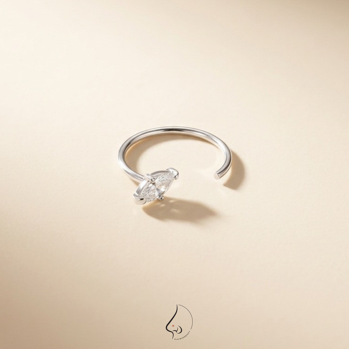 จิวจมูกห่วงทรงเพชรมาคีส์ เงินแท้| Sterling Silver Marquise Crystal Hoop Piercing