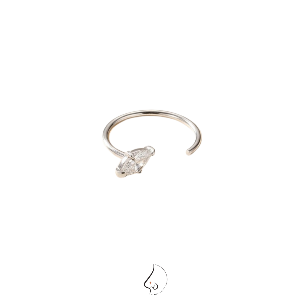 จิวจมูกห่วงทรงเพชรมาคีส์ เงินแท้| Sterling Silver Marquise Crystal Hoop Piercing