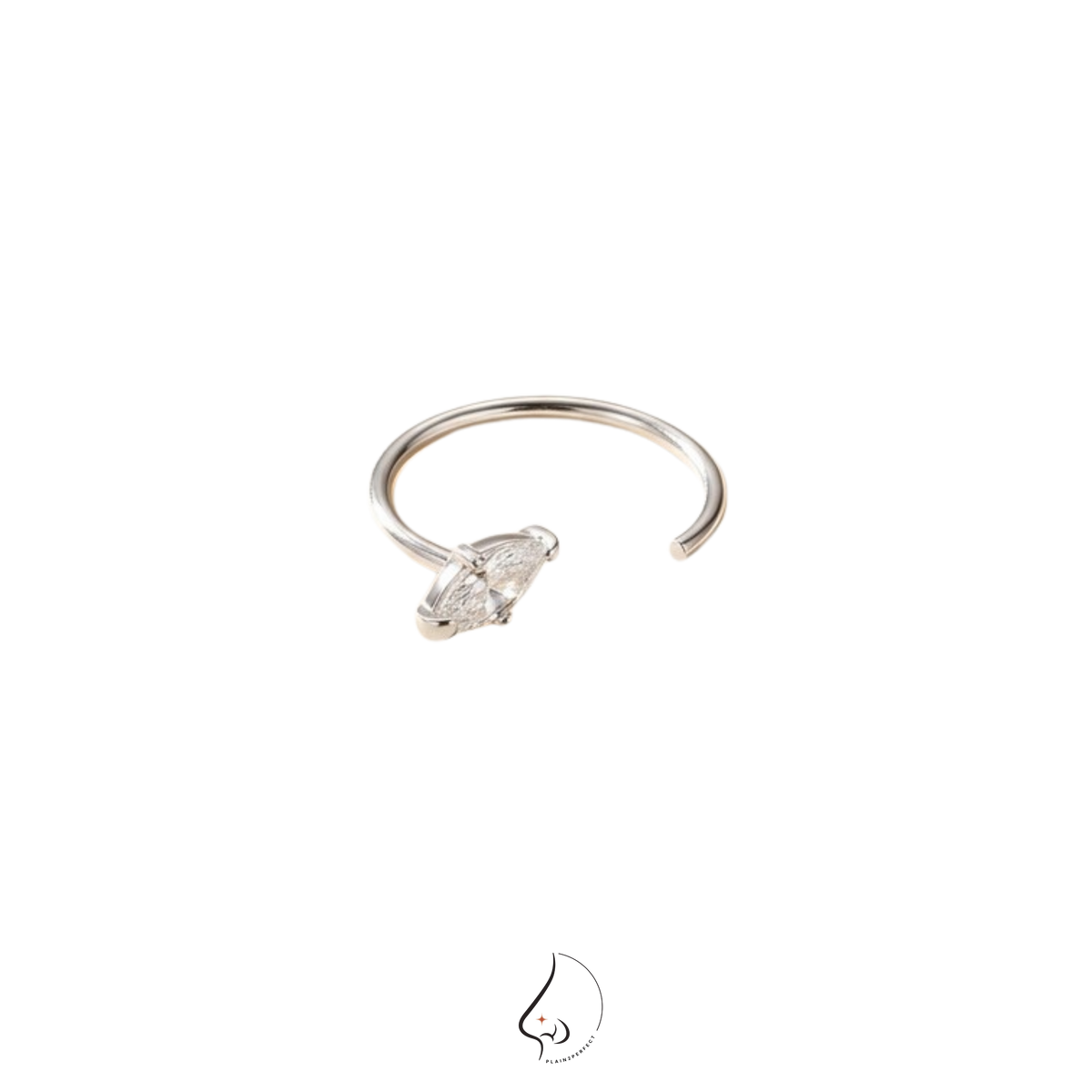 จิวจมูกห่วงทรงเพชรมาคีส์ เงินแท้| Sterling Silver Marquise Crystal Hoop Piercing