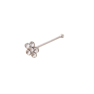 จิวจมูกแบบเจาะ ทรงก้านดอกไม้เพชร | Floral Crystal Nose Stud