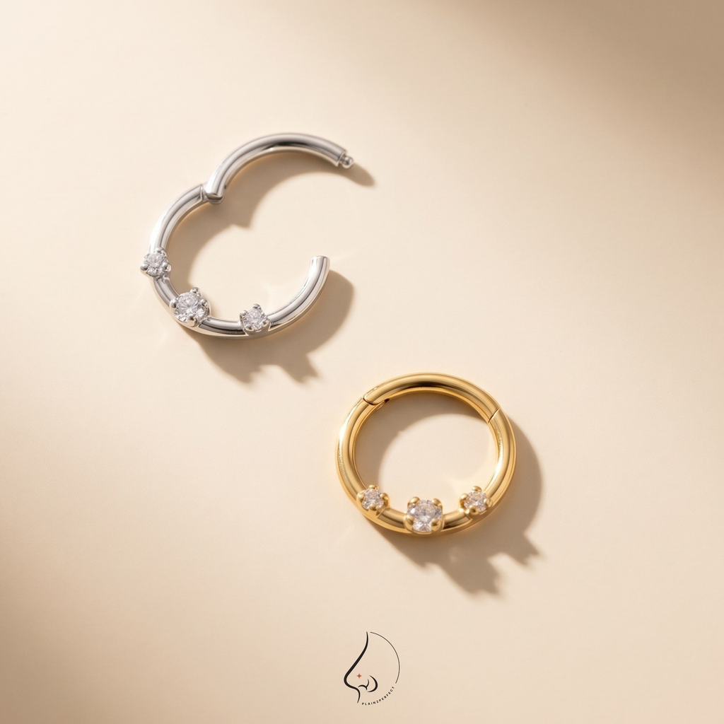 จิวห่วงล็อกเพชรมินิมอล เงินแท้ | Sterling Silver Minimal CZ Clicker Hoop
