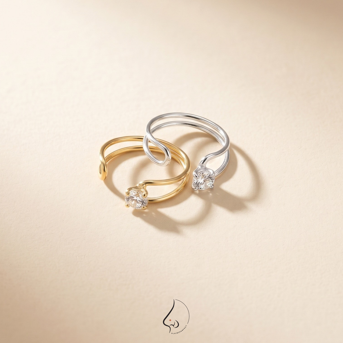จิวจมูกไม่เจาะทรงโค้งเพชร เงินแท้ | Sterling Silver Curve CZ Nose Cuff
