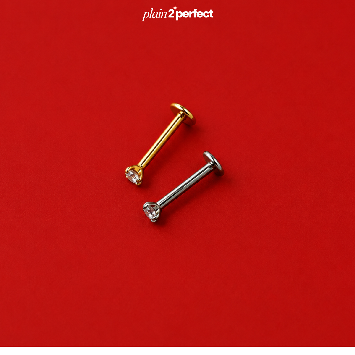 จิวหูเพชรเดี่ยว Flat Back | Titanium CZ Stud