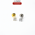 จิวหูเพชรเดี่ยว Flat Back | Titanium CZ Stud