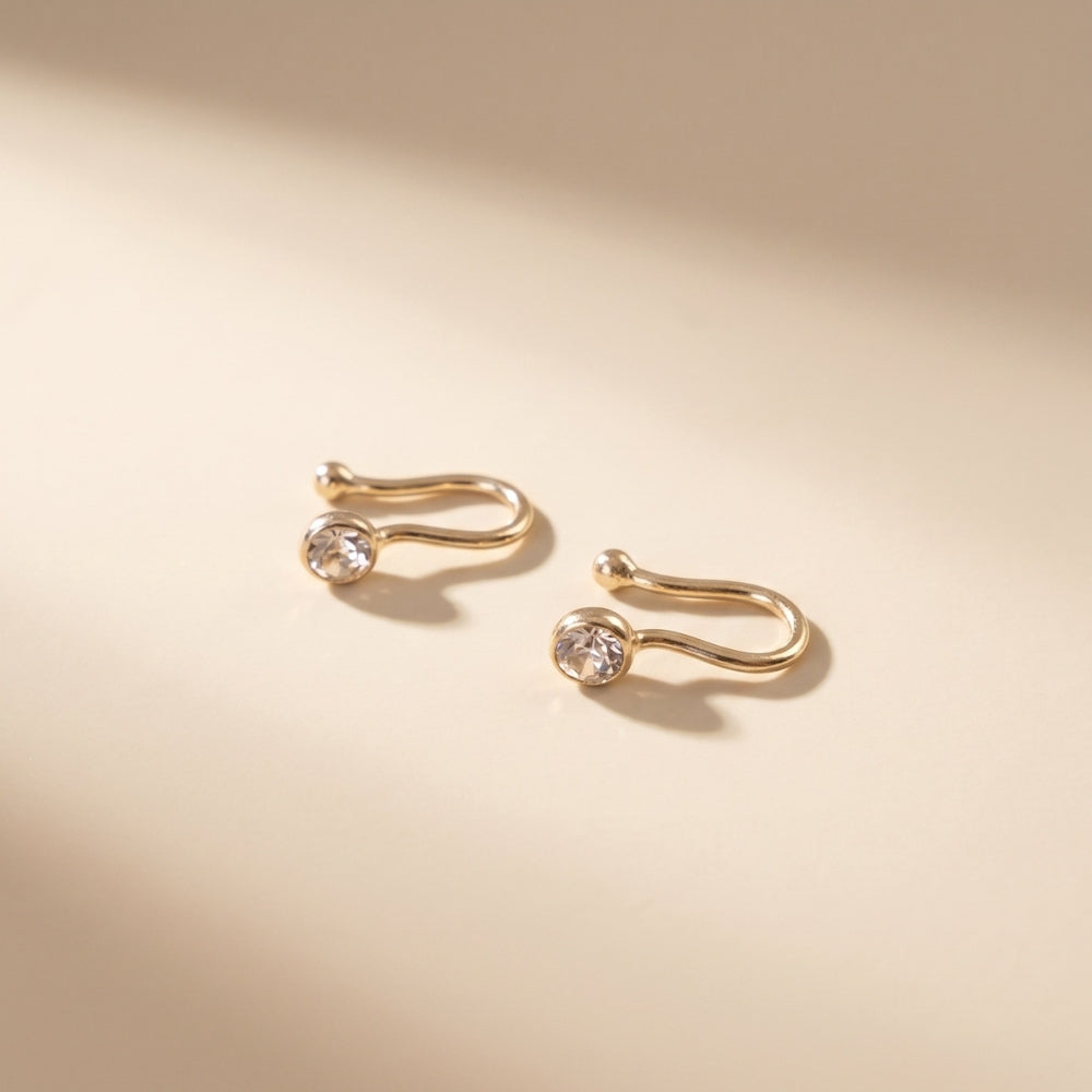 จิวจมูกแบบไม่ต้องเจาะ ทรงหนีบหัวเพชร | Crystal Clip Nose Cuff
