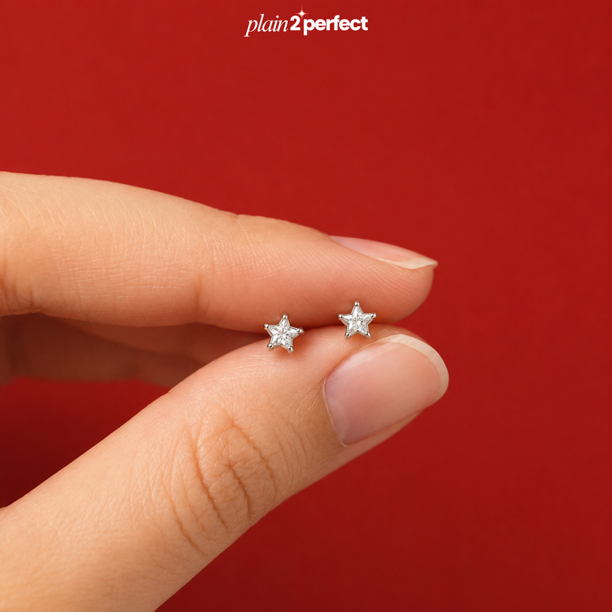จิวหูดาวเพชร Flat Back | Titanium Star CZ Stud