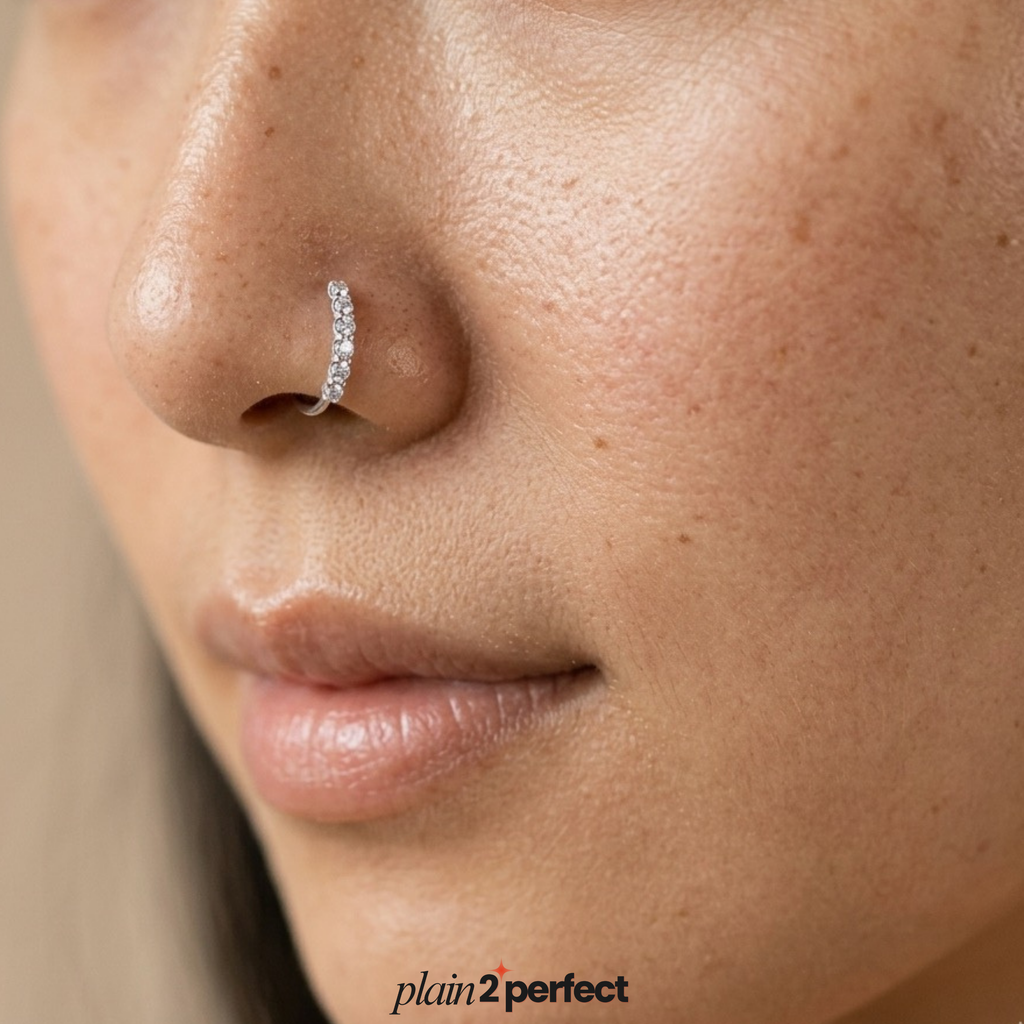 จิวห่วงเพชรเรียง เงินแท้ |  Sterling Silver Pavé Crystal Hoop Piercing
