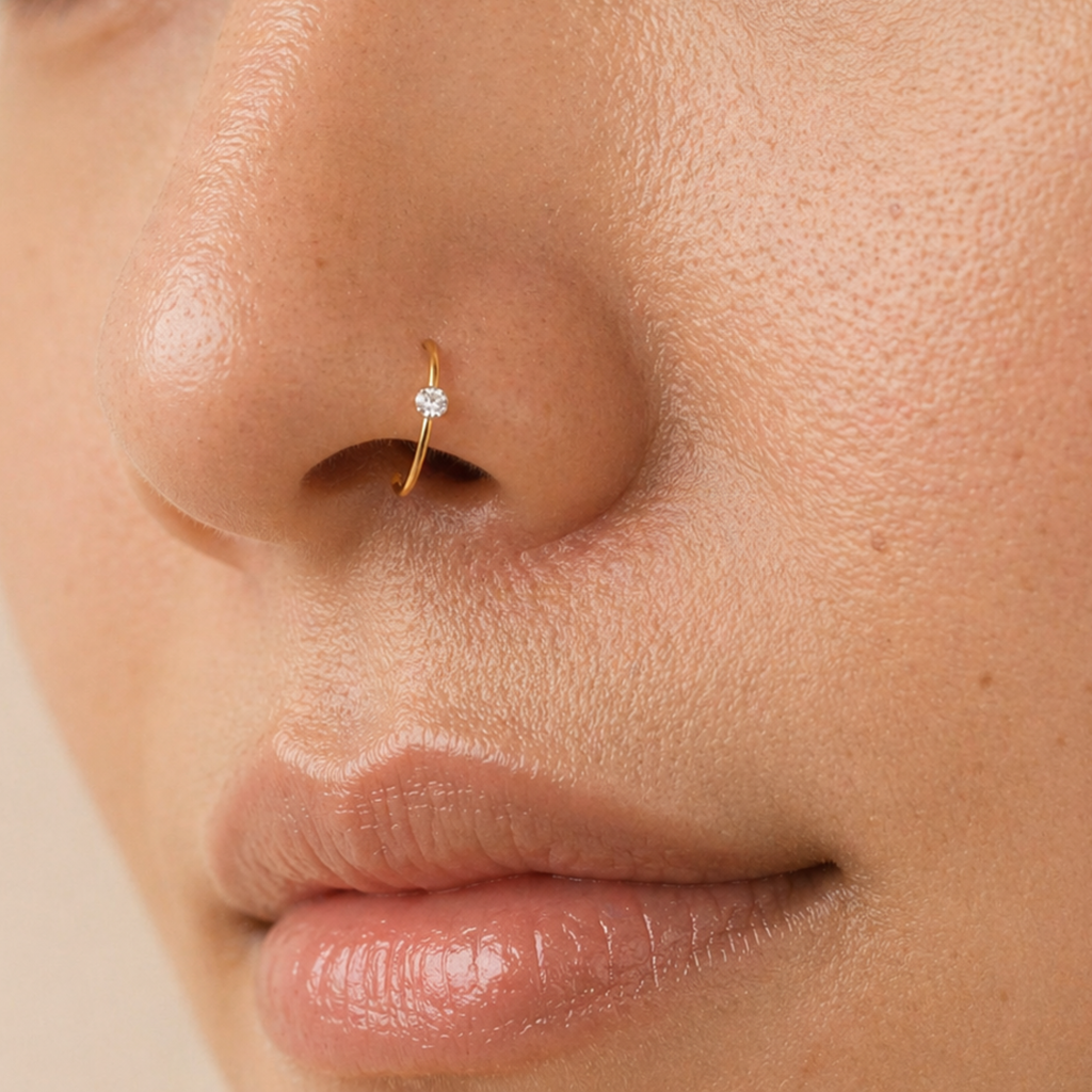 จิวห่วงบางพิเศษ หัวเพชร | Ultra Thin Crystal Hoop — Multi-Wear