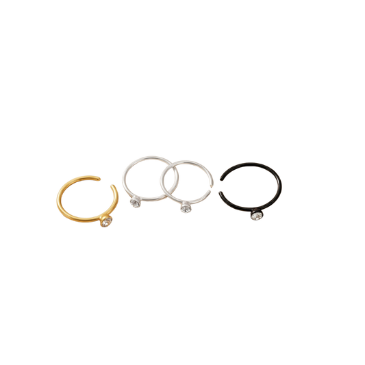 จิวห่วงบางพิเศษ หัวเพชร | Ultra Thin Crystal Hoop — Multi-Wear