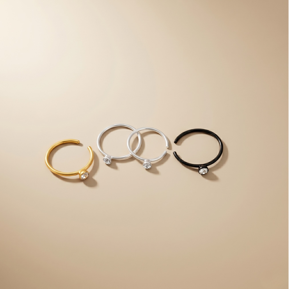 จิวห่วงบางพิเศษ หัวเพชร | Ultra Thin Crystal Hoop — Multi-Wear